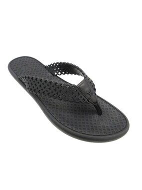 Louis Vuitton Beach Sandals Monogram Rubber Thong LV Logo Shoes Black